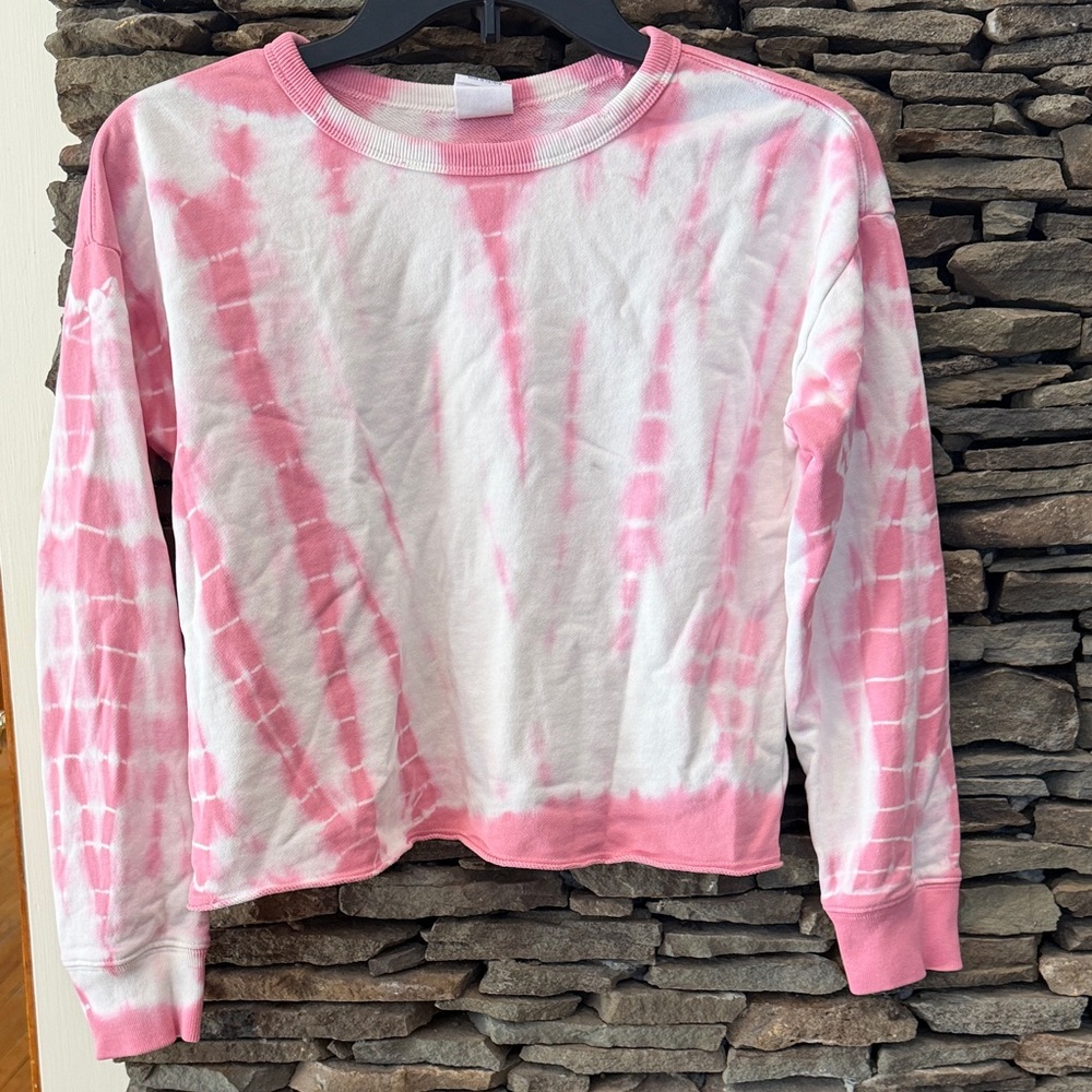 Gap Kids-Pink and White Tie-Dye Sweatshirt